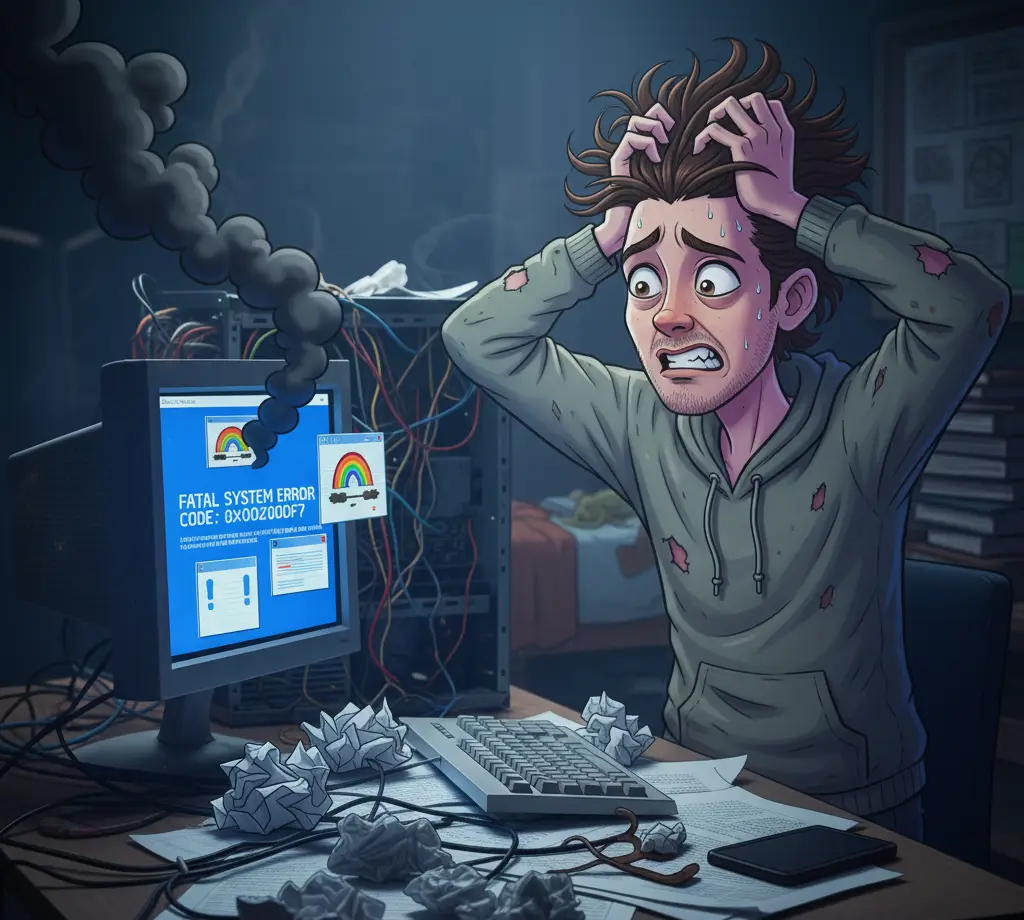 Persona estresada por que no funciona su pc